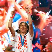 Luka Modric under firandet i Zagreb.