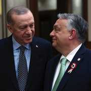 Kristersson, Erdogan, Orban. Arkivbilder.