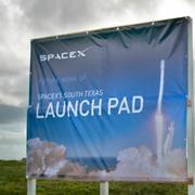 Arkivbild från SpaceX uppskjutningsplats i Texas.