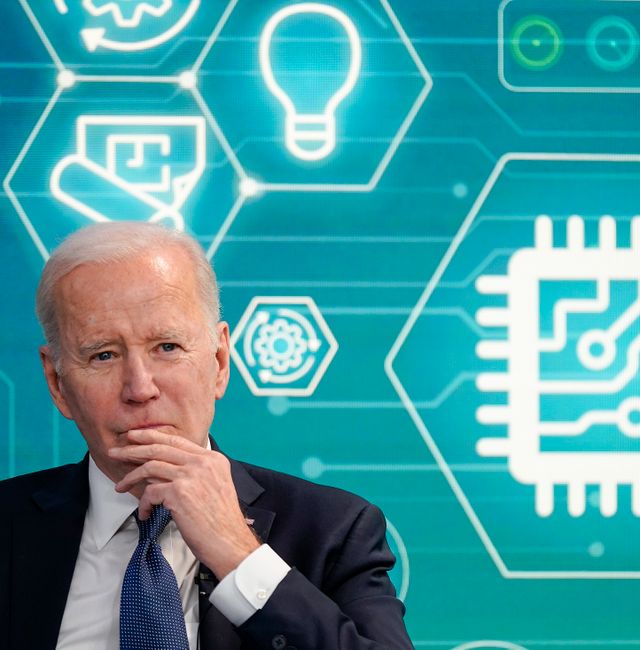 President Joe Biden attends an event to support legislation that would encourage domestic manufacturing and strengthen supply chains for computer chips in the South Court Auditorium on the White House campus, March 9, 2022, in Washington. Patrick Semansky / AP