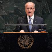 Palestinas premiärminister Mohammed Mustafa under FN-konferensen.
