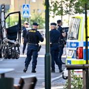 Polis och avspärrningar i Malmö. 