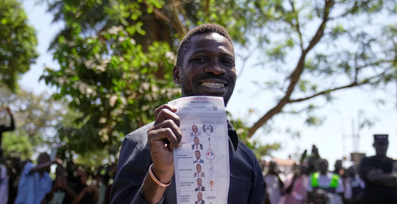 Bobi Wine röstar i Kampala 15 januari