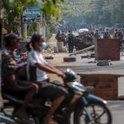 Bild från protester i Myanmar. 