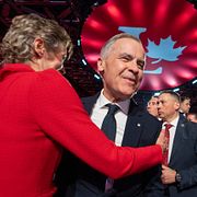 Carney vid partiets stämma i Montreal.