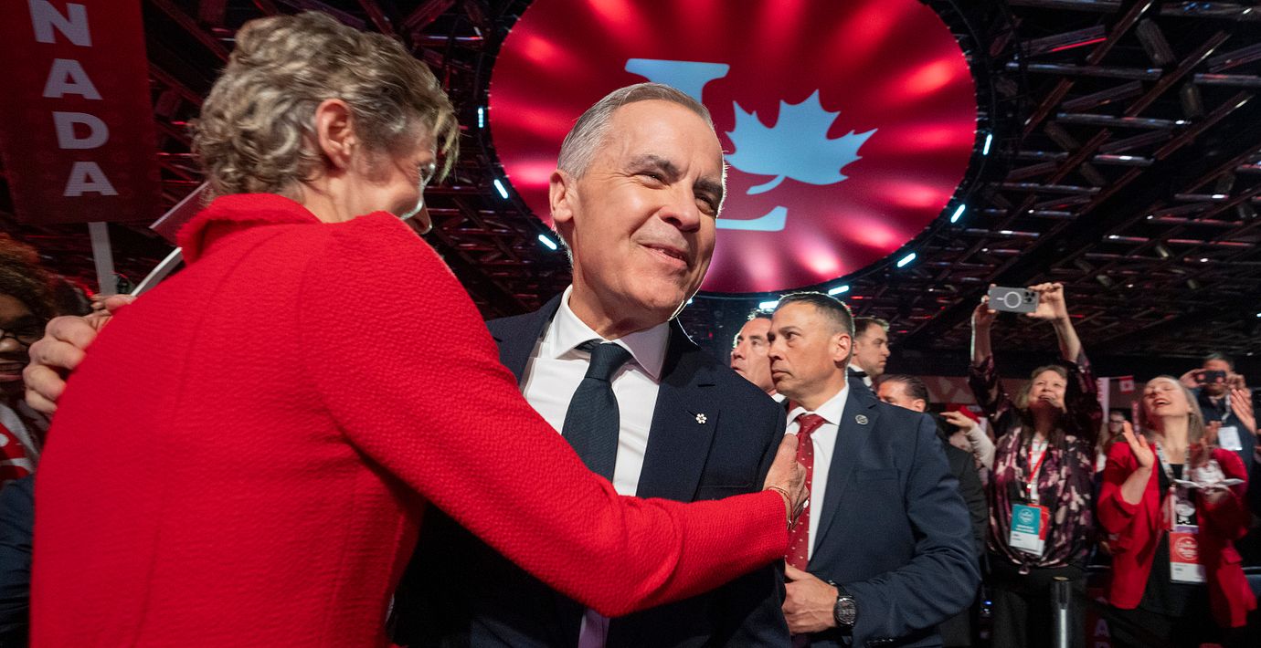 Carney vid partiets stämma i Montreal.