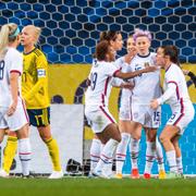 Megan Rapinoe efter att ha satt kvitteringen. 