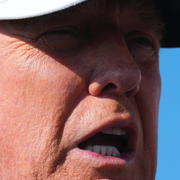Donald Trump. Till höger Röda torget i Moskva. 