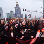 Bild från en demonstration i Warszawa i går