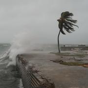 Stora vågor i Kingston när orkanen Melissa närmar sig. 