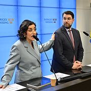 Liberalernas partiledare Simona Mohamsson och Sverigedemokraternas Jimmie Åkesson.