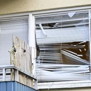 Skador efter explosion i Johanneshov i Stockholm tidigare i januari. 