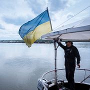 Båt i ukrainska Izmail, i närheten av Svarta havet, i april 2023.