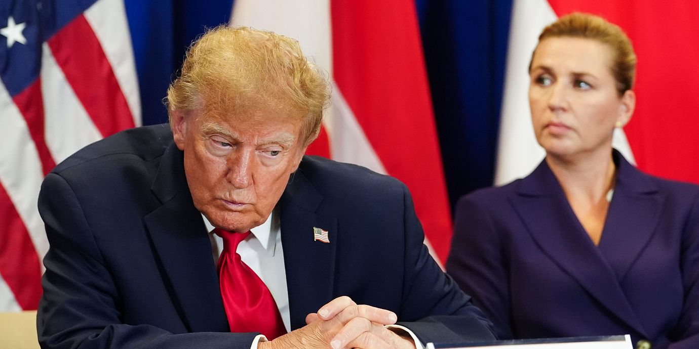Arkivbild på Donald Trump och Danmarks statsminister Mette Frederiksen den 22 september.