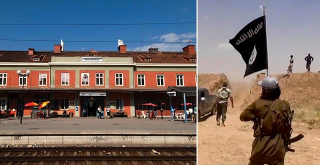 T.v Eskilstuna järnvägsstation, t.h bild från IS i Irak. TT