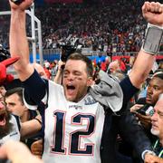 Tom Brady efter förra årets seger mot Los Angeles Rams i Super Bowl.