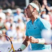 Rafael Nadal under matchen mot Mariano Navone den 19 juli 2024 i Båstad.