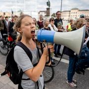 Thunberg demonstrerar med Fridays for future.