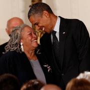 Toni Morrison och Barack Obama. Arkivbild.