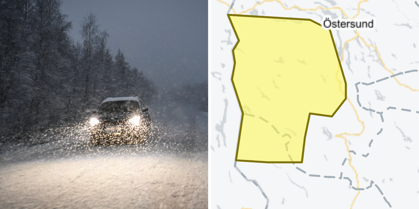 Tidigare snöoväder i Härjedalen/SMHI:s grafik över varningsområdet.