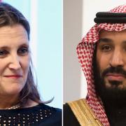 Kanadas utrikesminister Chrystia Freeland och den saudiske kronprinsen Mohammed bin Salman. 