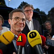 Ulf Kristersson (M) anländer till Moderaternas valvaka på Clarion Sign.