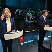 Socialdemokraternas partiledare Magdalena Andersson och Moderaternas partiledare Ulf Kristersson.