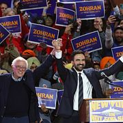 Senatorn Bernie Sanders, New Yorks borgmästare Zorhan Mamdani och kongressledamoten Alexandria Ocasio-Cortez.