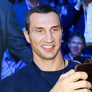 Hayden Panettiere och Volodymyr Klytjko inför en boxningsmatch i Oslo den 1 oktober 2016.