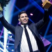 Robin Bengtsson när han vann Melodifestivalen.