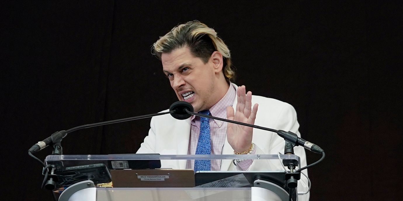 Högerprovokatören Milo Yiannopoulos. Bilden togs 2021.