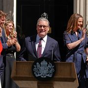 Keir Starmer under sitt sista tal som premiärminister.