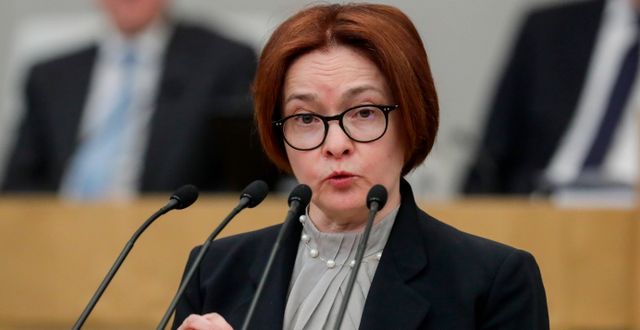 Rysslands centralbankschef Elvira Nabiullina. Arkivbild. AP