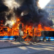 Bussen kort efter smällen.