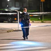Polisen på plats på lördagen. 