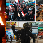 Protester i Frankrike, Iran, Chile och Hongkong.