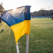 Hörnflagga i de ukrainska färgerna