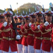 Militärparad i Naypyitaw tidigare i år.