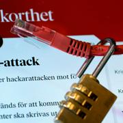 Nätverkssladdar med hänglås som symboler för IT-säkerhet och hackerattacker.