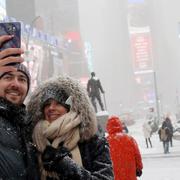 En selfie på Times Square, New York