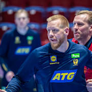 Jim Gottfridsson under landslagets träning i Malmö.