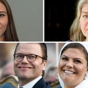 Yasmine Larsson, Mia Sydow Mölleby, prins Daniel och kronprinsessan Victoria.