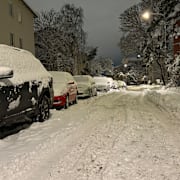 Snö i Stockholm.