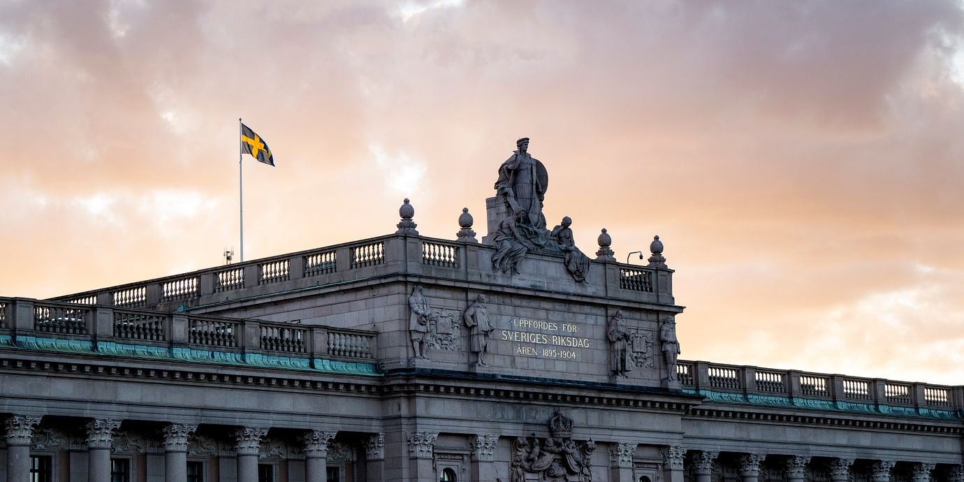 Exteriör Sveriges riksdag.