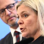 Magdalena Andersson och Mikael Damberg som skulle delta i presskonferensen. 