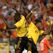 Romelu Lukaku och Michy Batshuayi firar efter 4–1-målet.