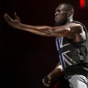 Stormzy under sitt uppträdande på Glastonbury i somras. 