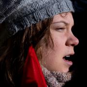 Greta Thunberg vid en demonstration i Oslo 1 mars 2023. 