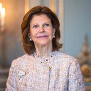 Drottning Silvia fotograferad under torsdagens mottagning på Stockholm slott med anledning av drottningens kommande  80-årsdag.