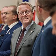 Danmarks migrationsminister Morten Bødskov (S) med sina andra europeiska ministerskolleger.